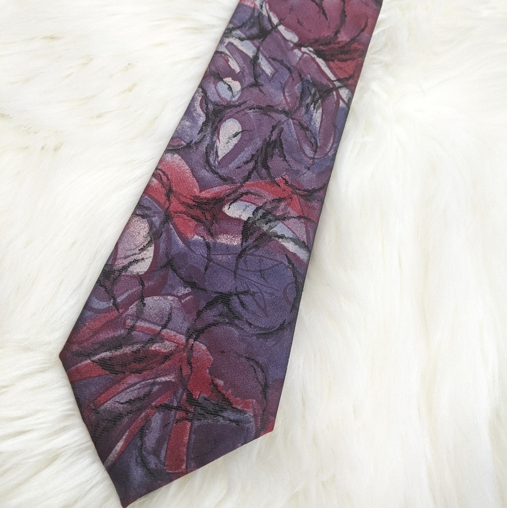 Vintage Mario Ferrari Abstract Watercolor Work Tie